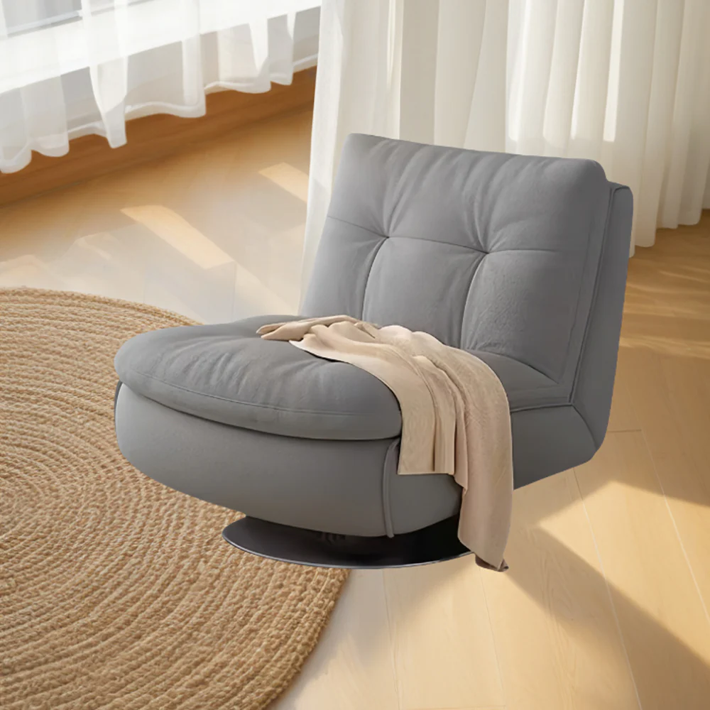 LIVARA EC1234 Steel Frame Velvet Fabric Leisure Chair - Grey - Image 3