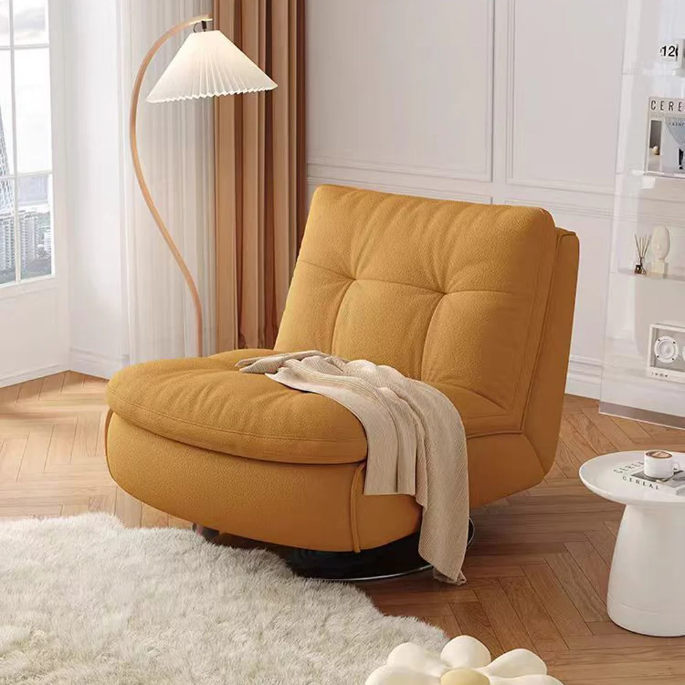 LIVARA EC1234 Steel Frame Velvet Fabric Leisure Chair - Orange - Image 2