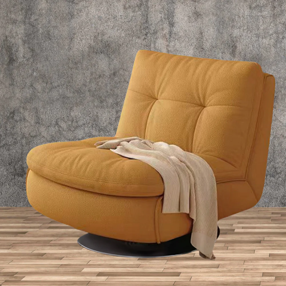 LIVARA EC1234 Steel Frame Velvet Fabric Leisure Chair - Orange - Image 3