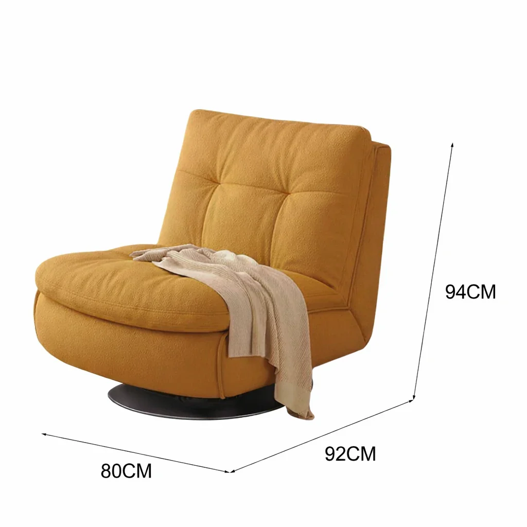 LIVARA EC1234 Steel Frame Velvet Fabric Leisure Chair - Orange - Image 5