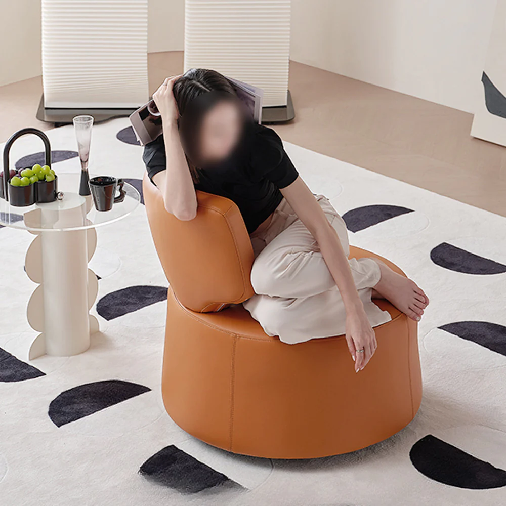 LIVARA FC1007 Faux Leather Manual Rocking Swivel Minimalist Leisure Chair - Image 2