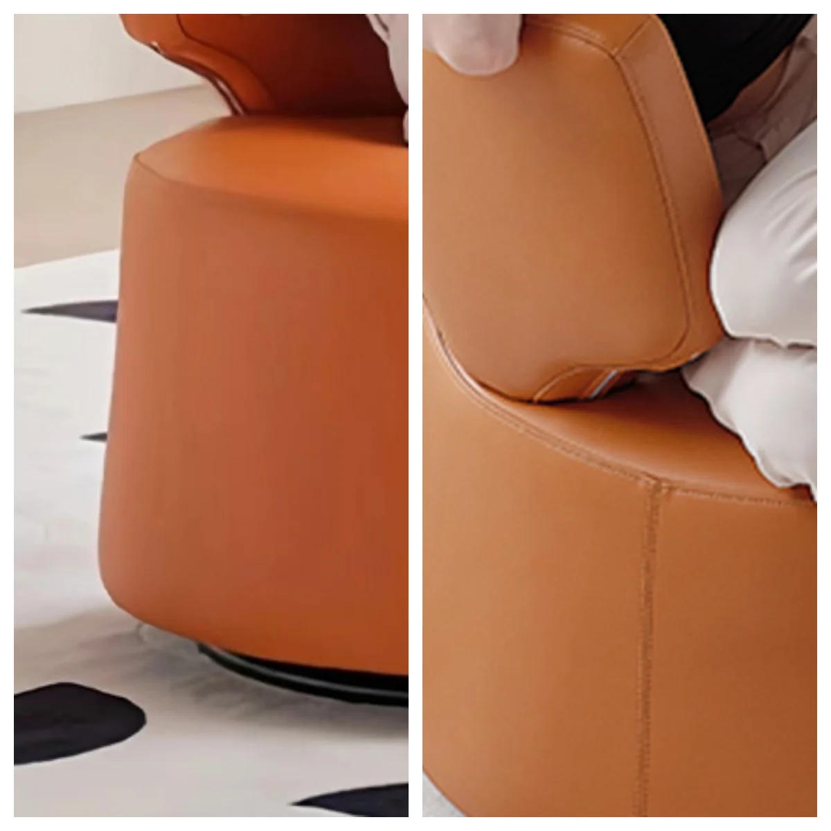 LIVARA FC1007 Faux Leather Manual Rocking Swivel Minimalist Leisure Chair - Image 4