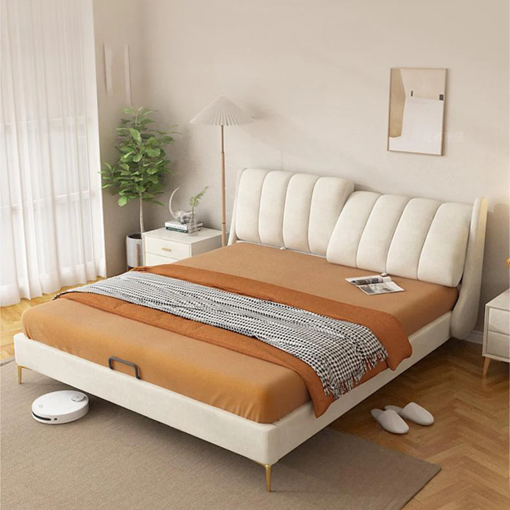 LUXORA B1003 150/180cm Length Solid Wood Frame Tech Fabric Bed-White - Image 2