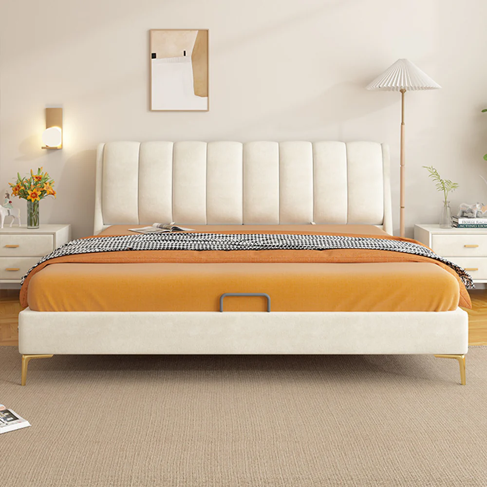 LUXORA B1003 150/180cm Length Solid Wood Frame Tech Fabric Bed-White - Image 3
