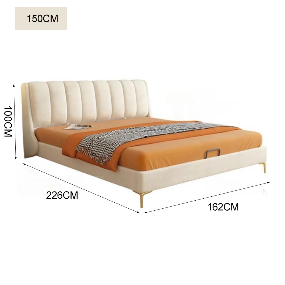 LUXORA B1003 150/180cm Length Solid Wood Frame Tech Fabric Bed-White - Image 5