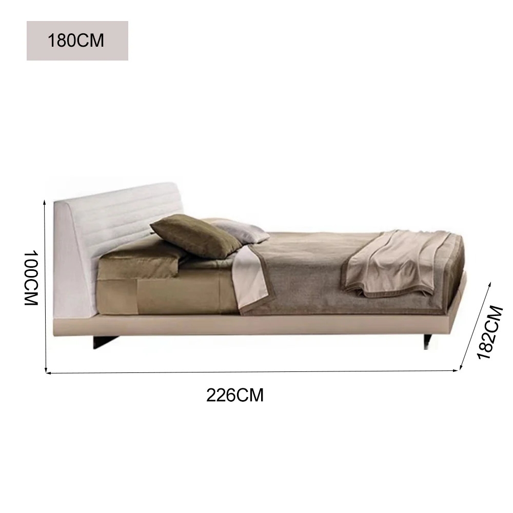 LUXORA B1017 150/180cm Length Solid Wood Frame Linen and Faux Leather Bed-White - Image 6