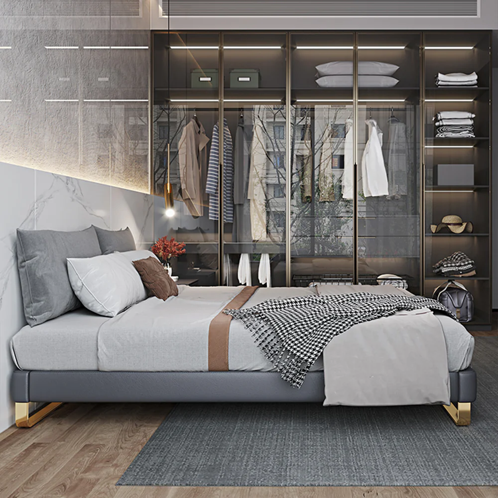 LIVARA B1145 150/180cm Length Solid Wood Headless Bed- Gray - Image 4