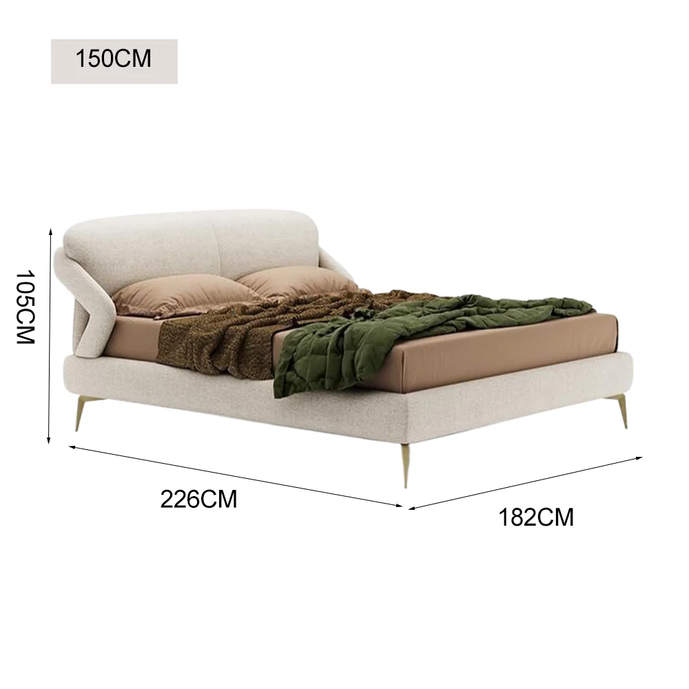 LUXORA B1291 150/180cm Length Solid Wood Frame Premium Linen Bed-White - Image 6