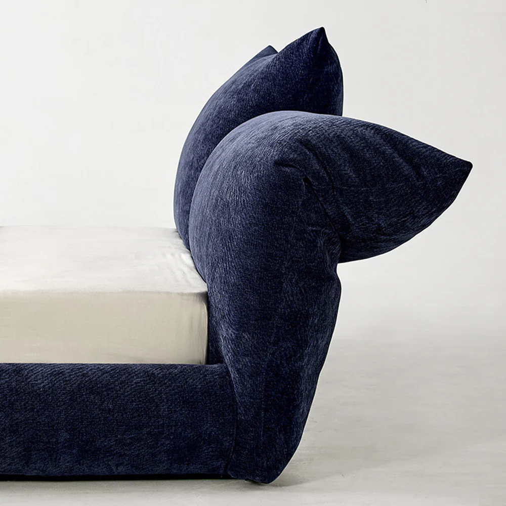 LUXORA B1308 150/180cm Length Solid Wood Frame Chenille Fabric Bed-Blue - Image 4