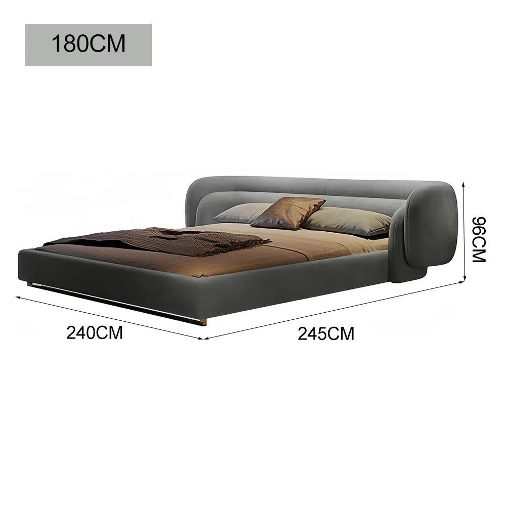 LUXORA B1519 260cm Length Solid Wood Frame Skin-Touch Frosted Velvet Bed-Blue - Image 5