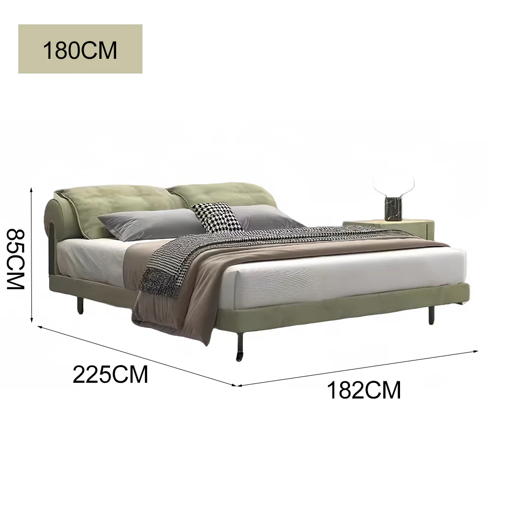 LUXORA B1548 150/180cm Length Matte Fabric Bed Solid Wood Frame-Green - Image 5