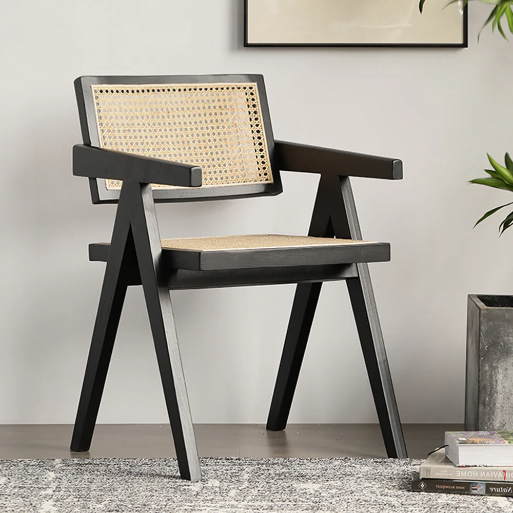 LIVARA DC1011 Rattan Material Dining Chair Solid Wood Frame - Image 2