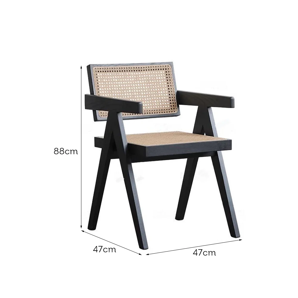 LIVARA DC1011 Rattan Material Dining Chair Solid Wood Frame - Image 5