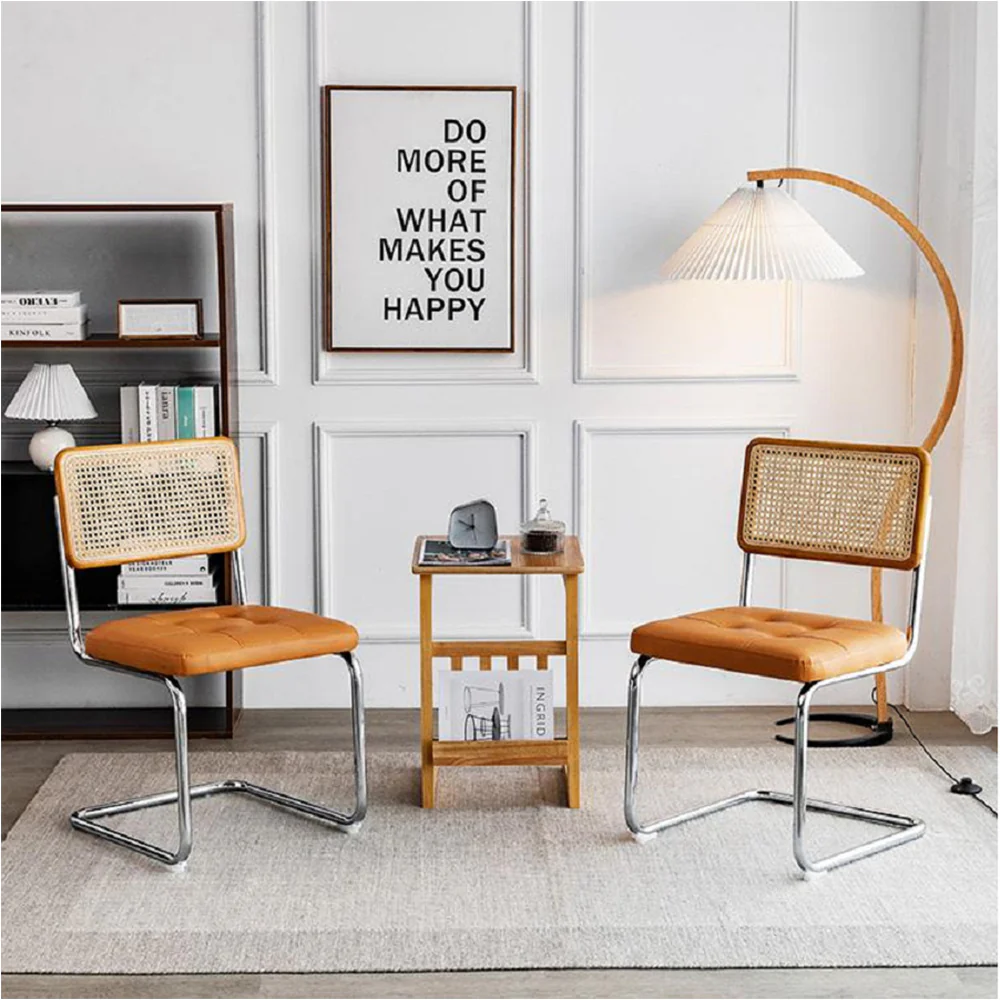 LIVARA DC1012 Rattan Backrest Dining Chair Stainless Steel Legs - Image 2