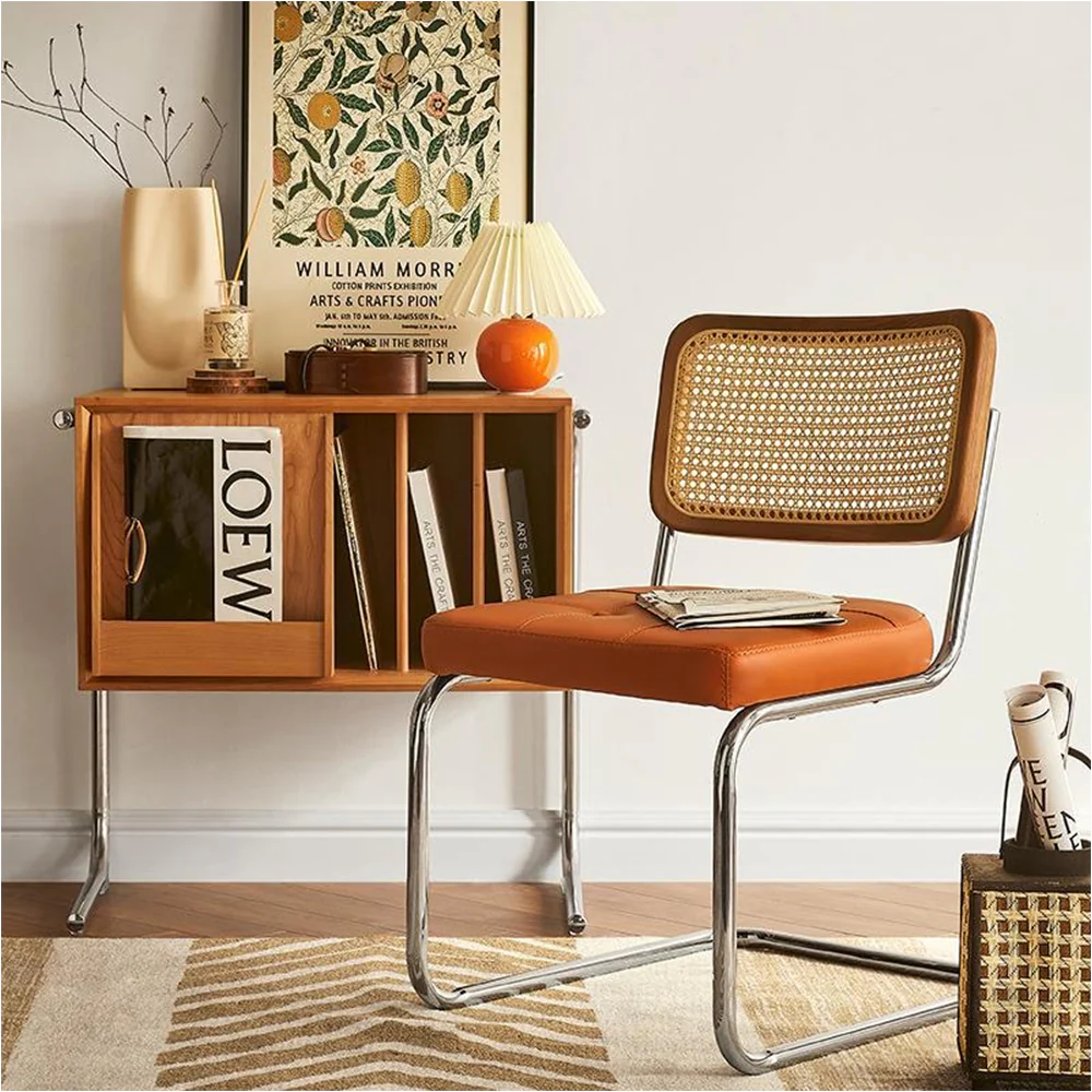 LIVARA DC1012 Rattan Backrest Dining Chair Stainless Steel Legs - Image 3