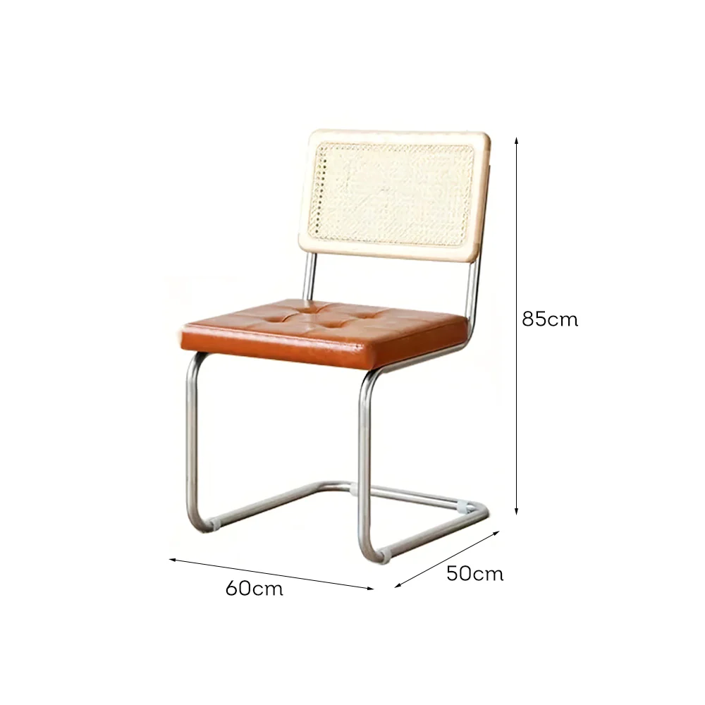 LIVARA DC1012 Rattan Backrest Dining Chair Stainless Steel Legs - Image 5