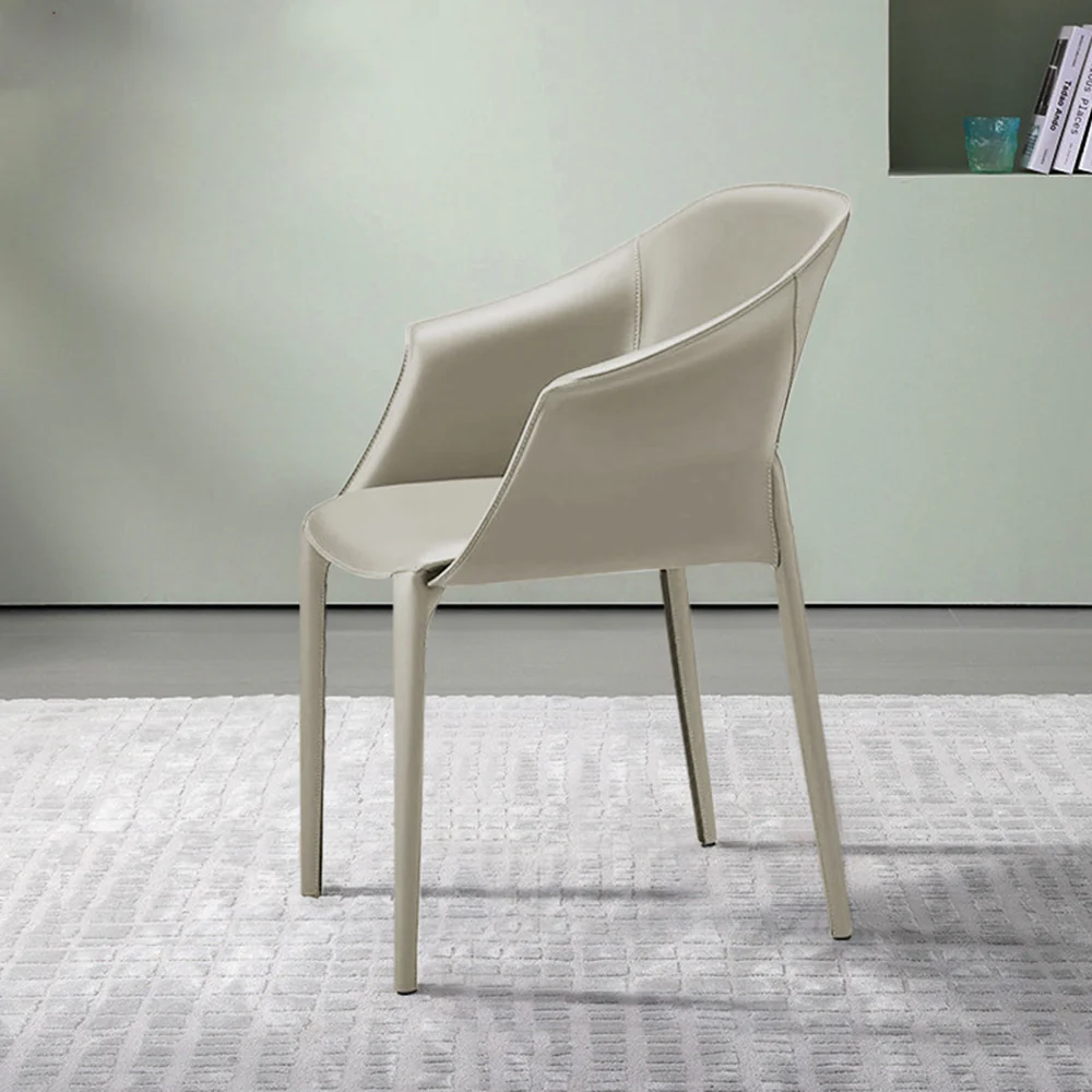 LIVARA DC1015 Saddle Leather Dining Chair Wrought Iron Legs - Image 3