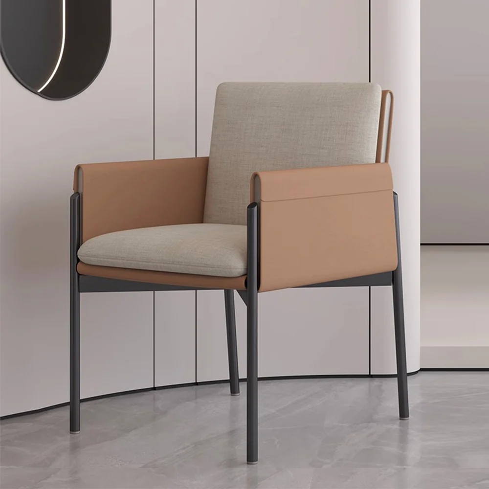 LIVARA DC1016 Saddle Leather Dining Chair Carbon Steel Legs - Image 2