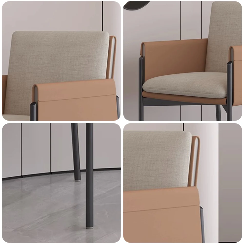LIVARA DC1016 Saddle Leather Dining Chair Carbon Steel Legs - Image 4