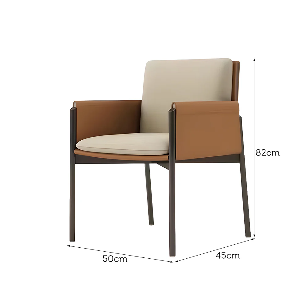 LIVARA DC1016 Saddle Leather Dining Chair Carbon Steel Legs - Image 5