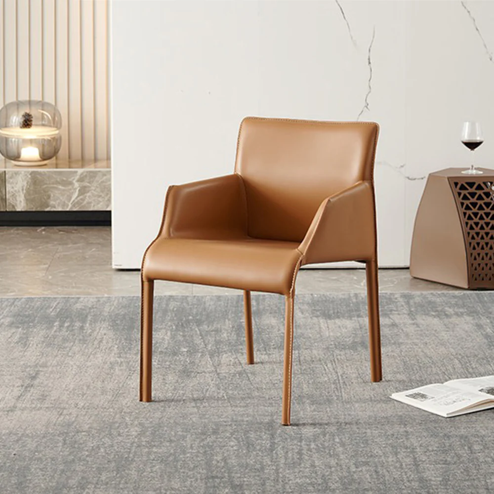 LIVARA DC1019 Saddle Leather Dining Chair Carbon Steel Legs - Image 2