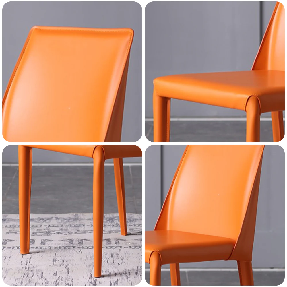 LIVARA DC1021 Saddle Leather Dining Chair Carbon Steel Legs - Image 4