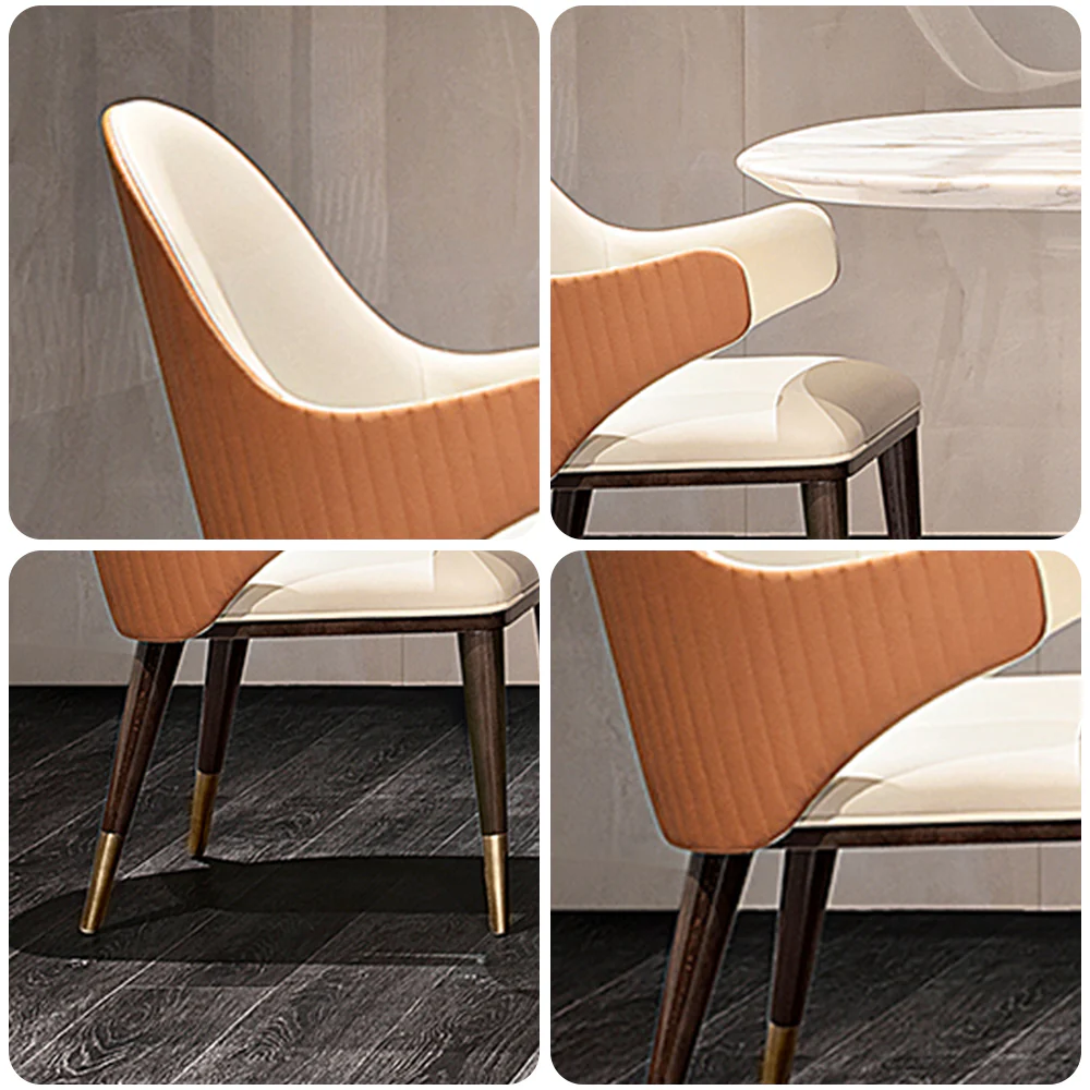 LIVARA DC1022 Faux Leather Fabric Dining Chair Solid Wood Frame - Image 4