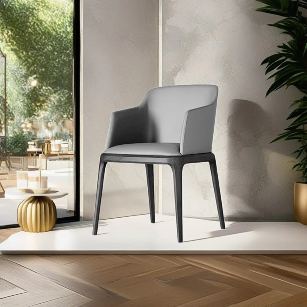 LIVARA DC1028 Faux Leather Fabric Dining Chair Solid Wood Frame - Image 2