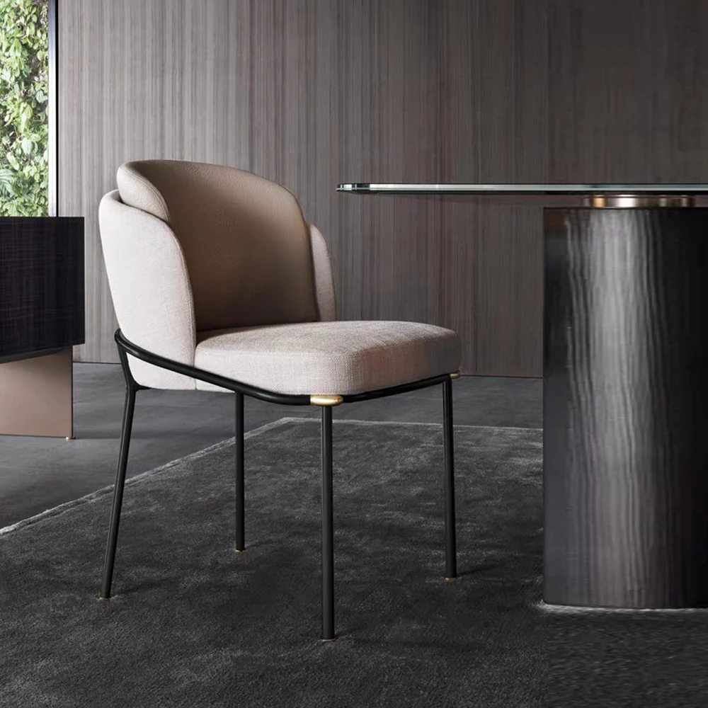 LIVARA DC1031 Cotton-Linen Fabric Dining Chair Stainless Steel Legs - Image 2