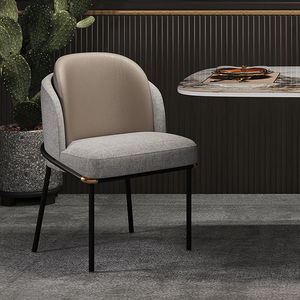 LIVARA DC1031 Cotton-Linen Fabric Dining Chair Stainless Steel Legs - Image 3