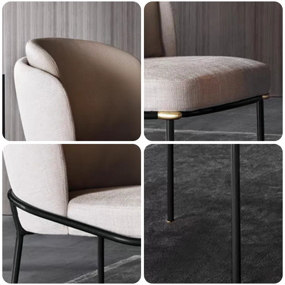 LIVARA DC1031 Cotton-Linen Fabric Dining Chair Stainless Steel Legs - Image 4