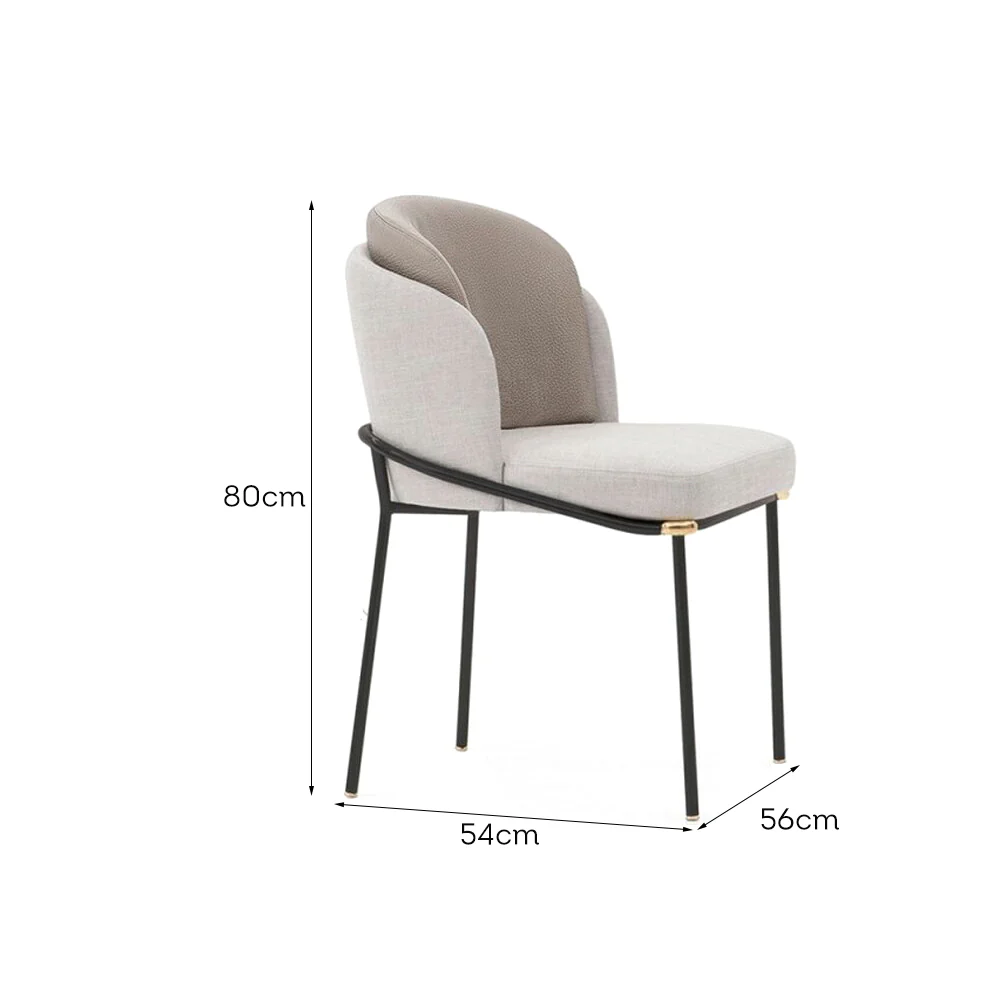 LIVARA DC1031 Cotton-Linen Fabric Dining Chair Stainless Steel Legs - Image 5