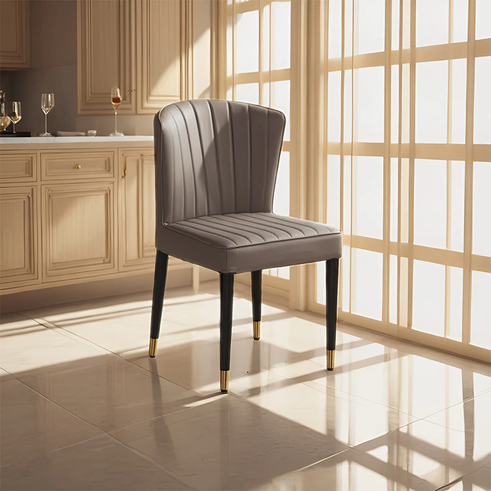 LIVARA DC1036 Faux Leather Fabric Dining Chair Solid Wood Frame - Image 2