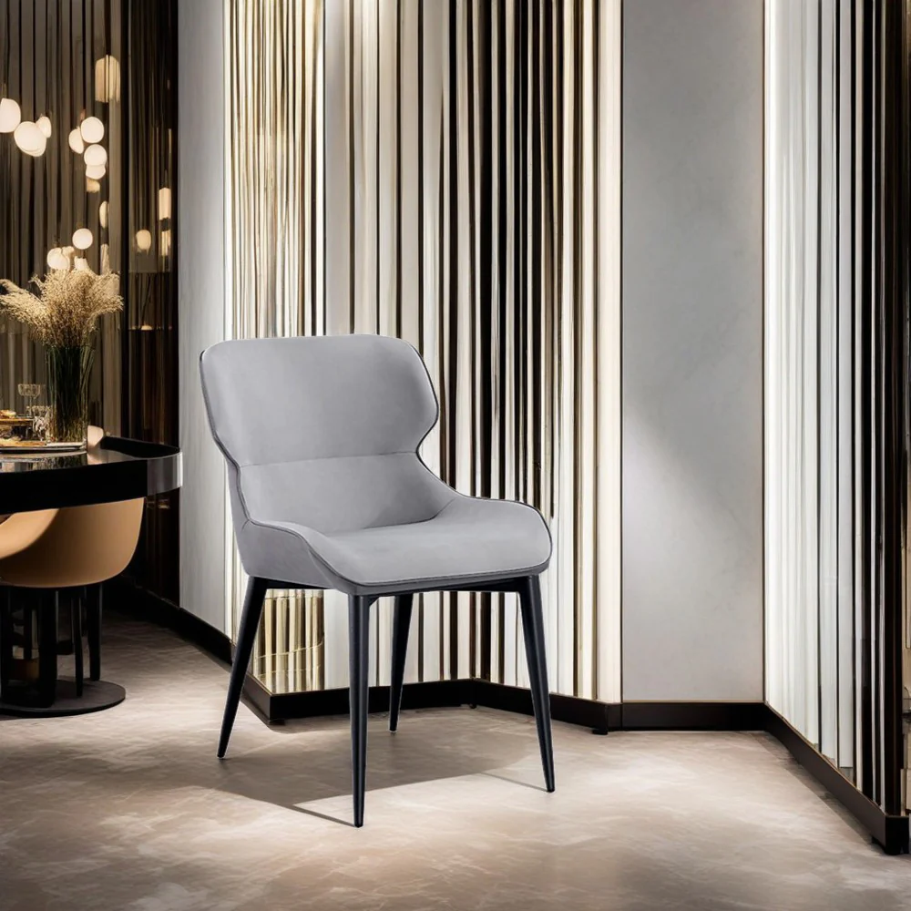 LIVARA DC1041 Faux Leather Fabric Dining Chair Carbon Steel Legs - Image 3