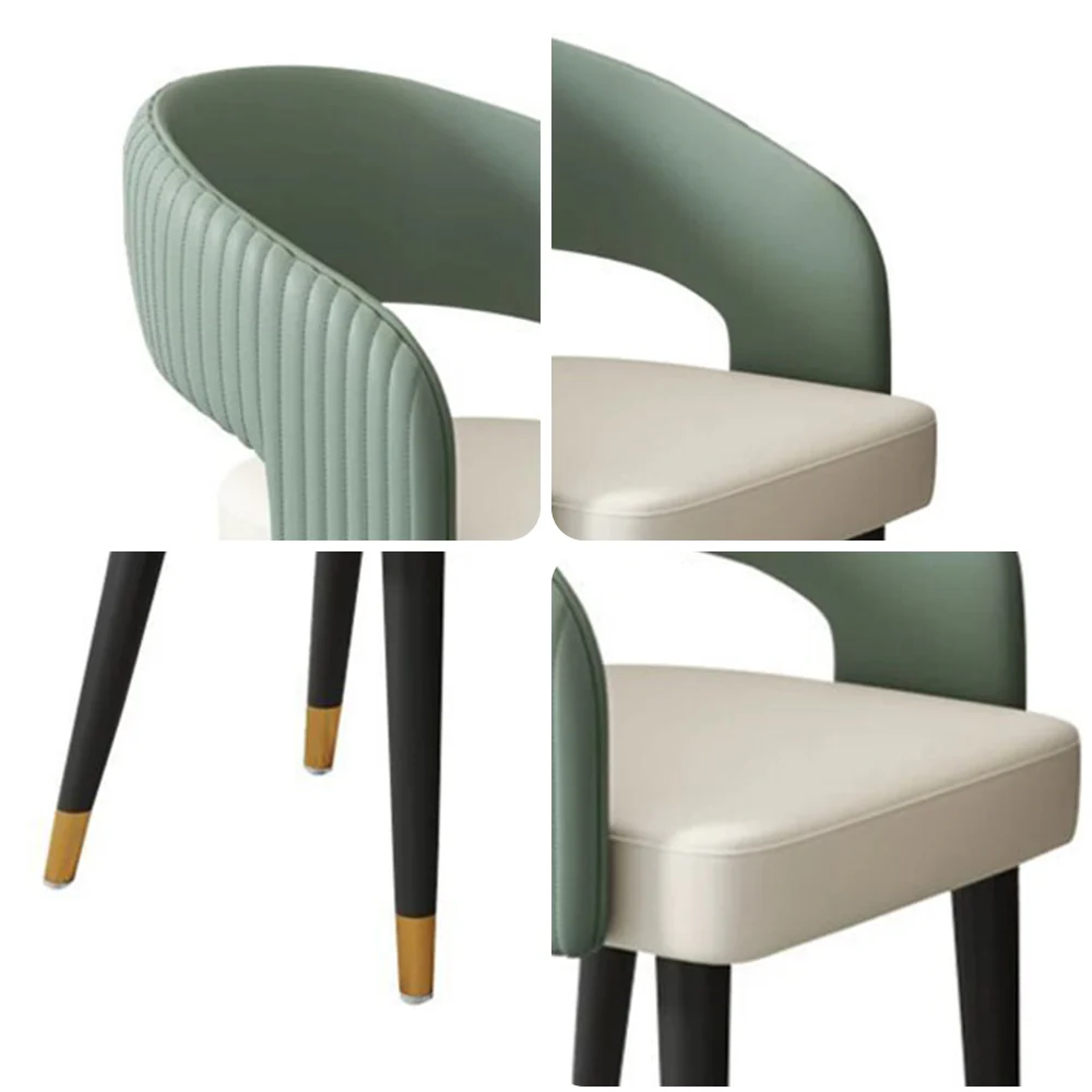 LIVARA DC1058 Faux Leather Fabric Dining Chair Solid Wood Frame - Image 4