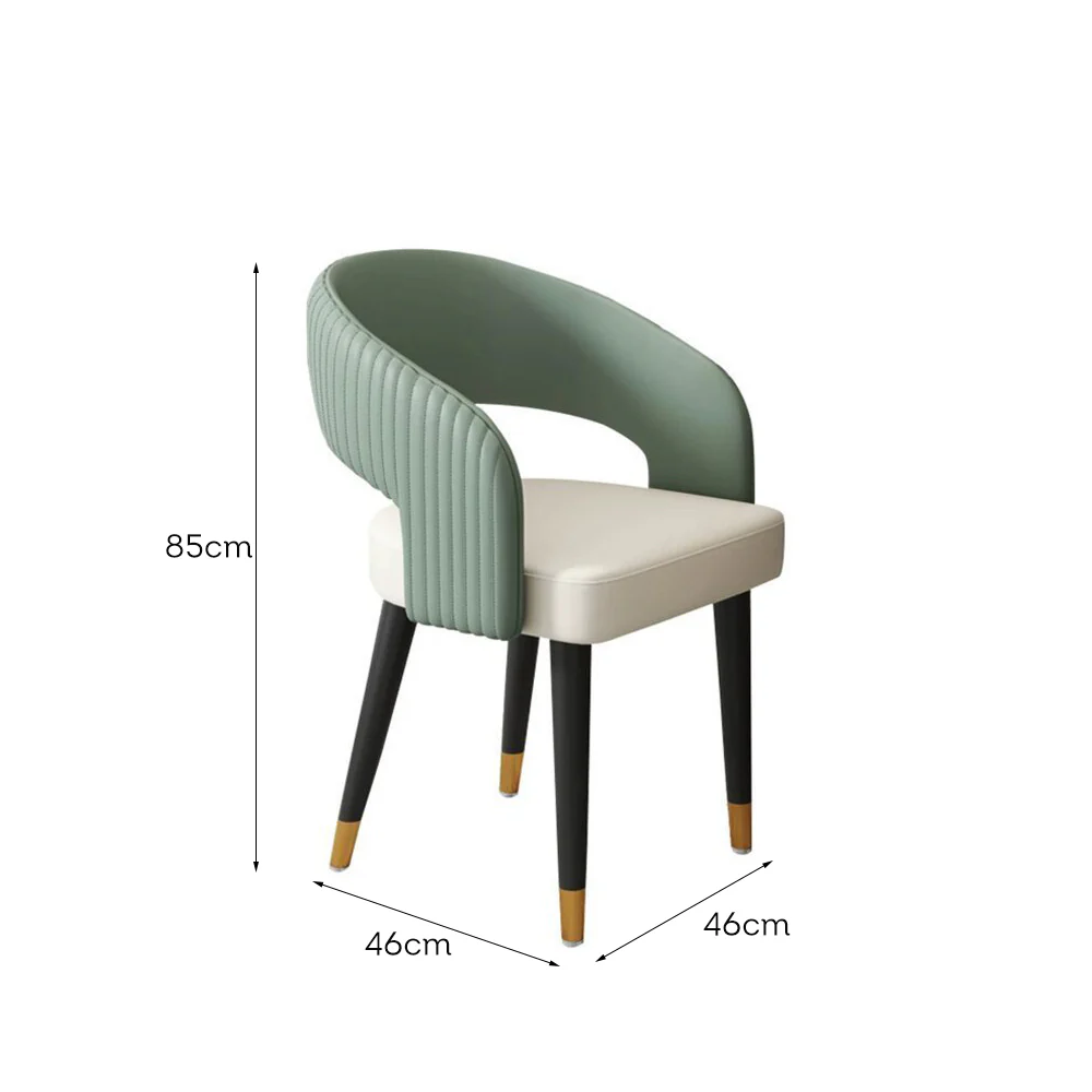 LIVARA DC1058 Faux Leather Fabric Dining Chair Solid Wood Frame - Image 5