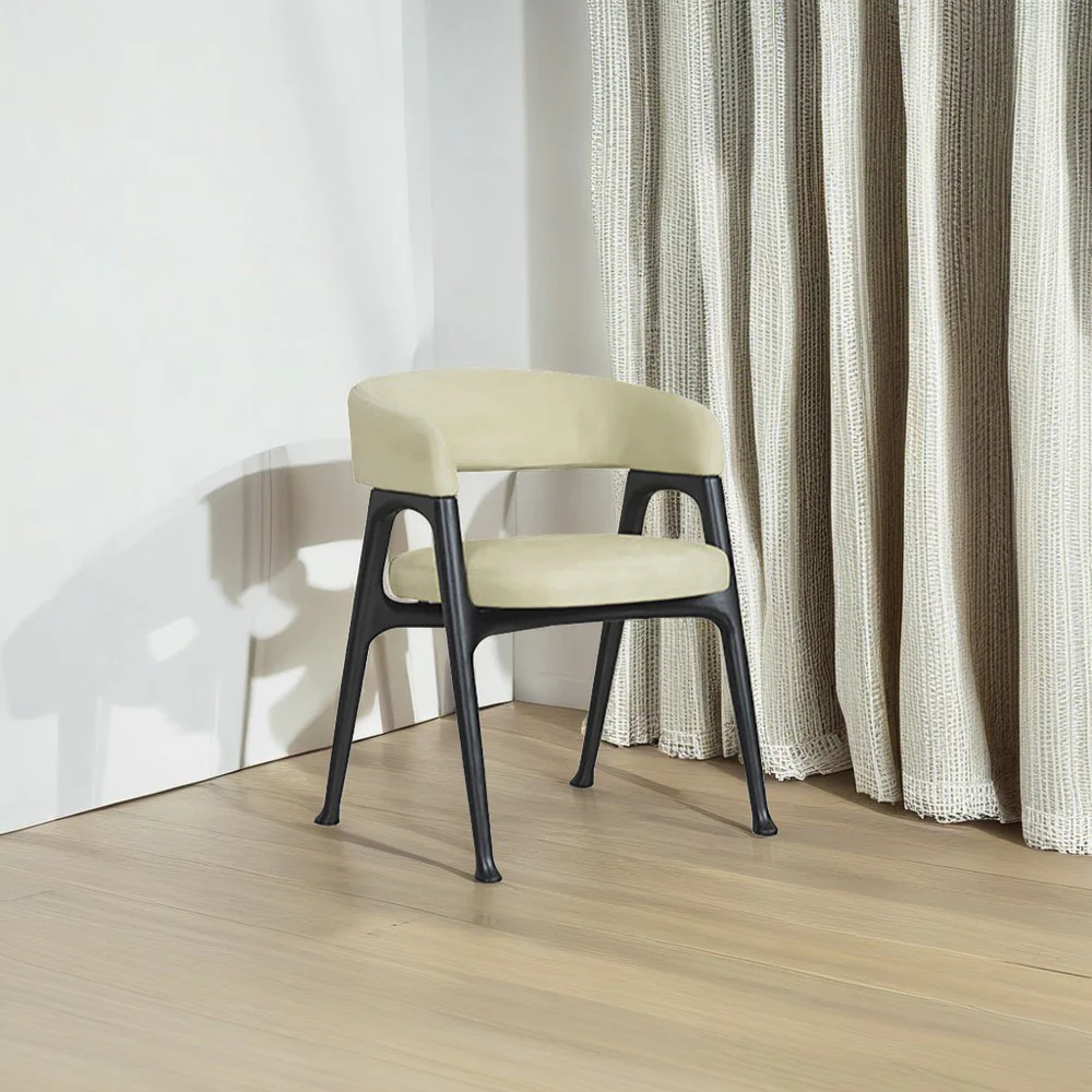 LIVARA DC1059 Faux Leather Fabric Dining Chair Ash Wood Frame - Image 3