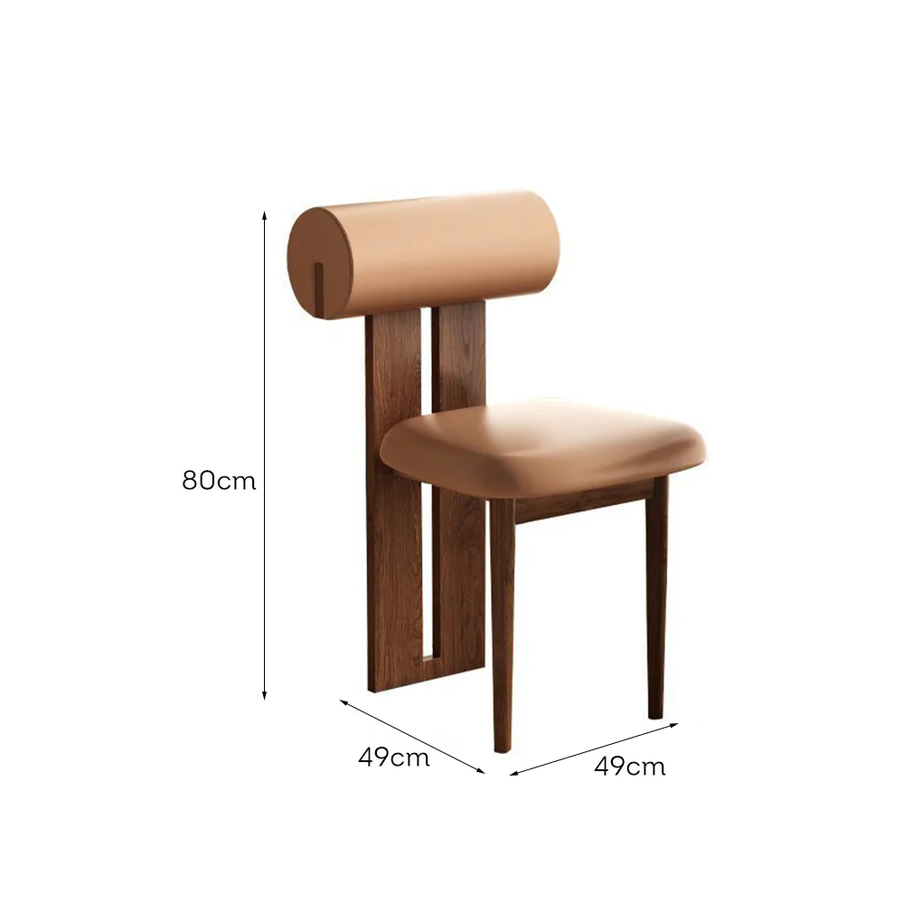 LIVARA DC1076 Faux Leather Fabric Dining Chair Solid Wood Frame - Image 5