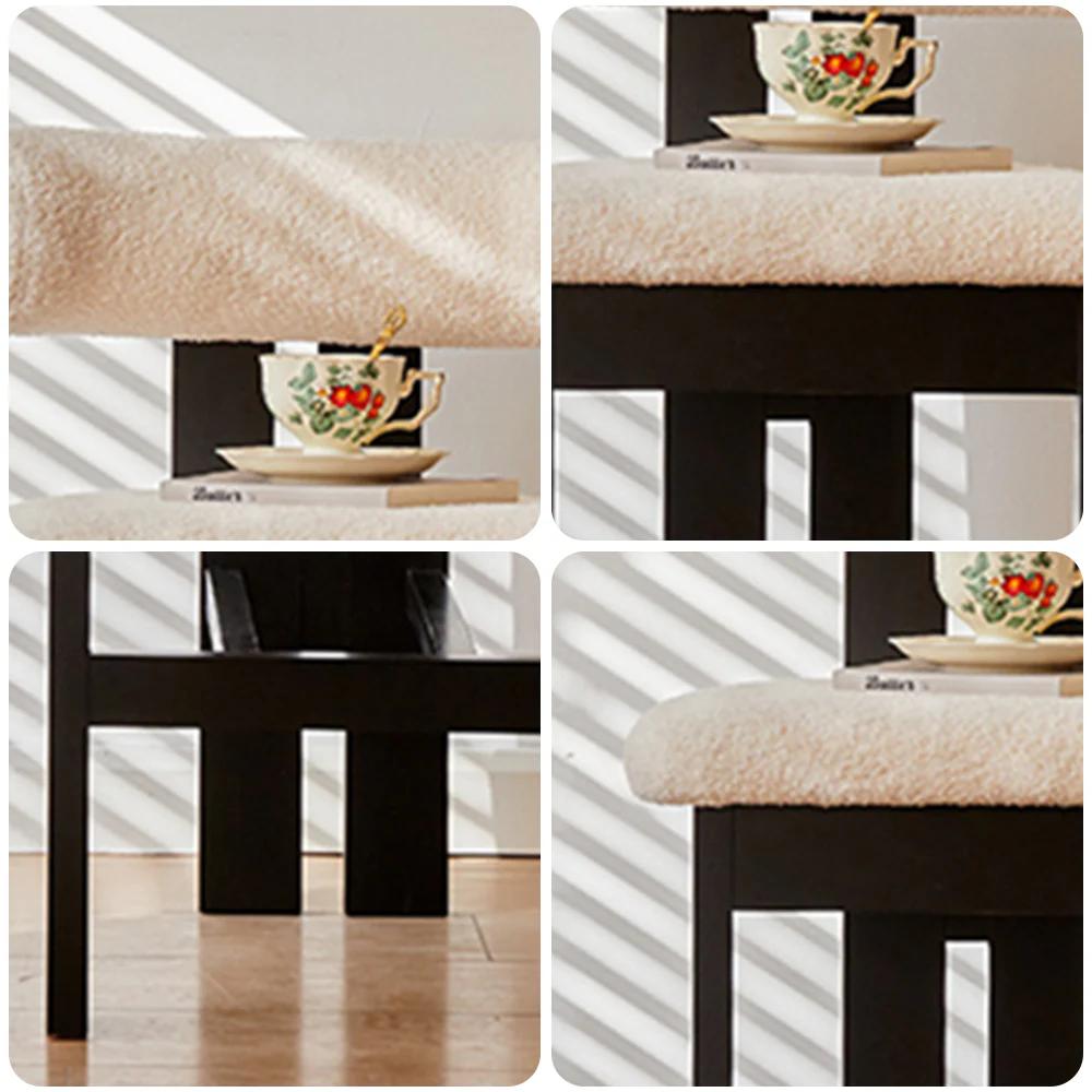 LIVARA DC1123 Lamb Fleece Fabric Dining Chair Ash Wood Frame - Image 8