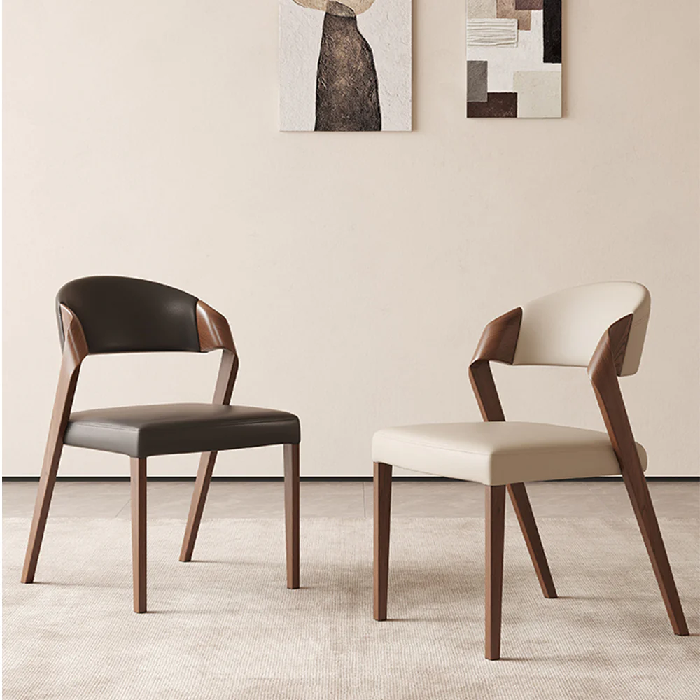 LIVARA DC1125 Faux Leather Fabric Dining Chair Ash Wood Frame - Image 5
