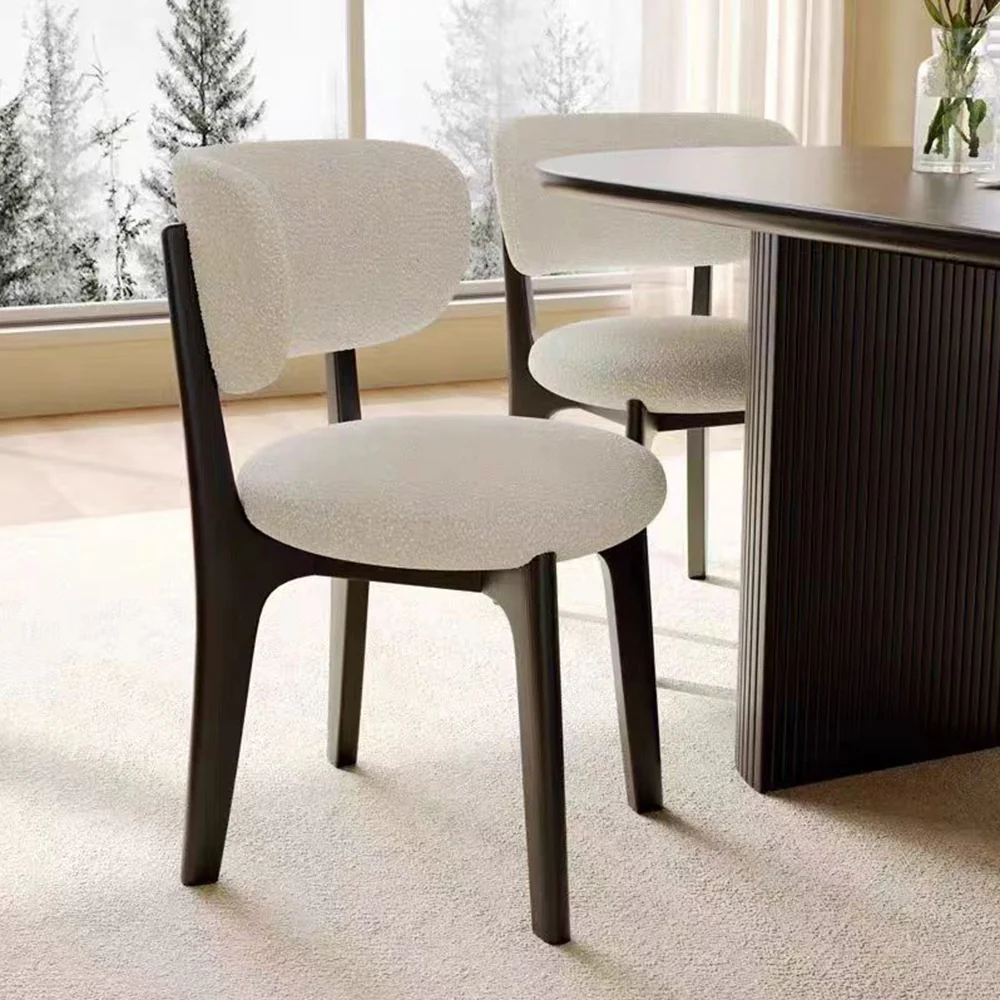 LIVARA DC1132 Teddy Fabric Dining Chair Solid Wood Frame - Image 2