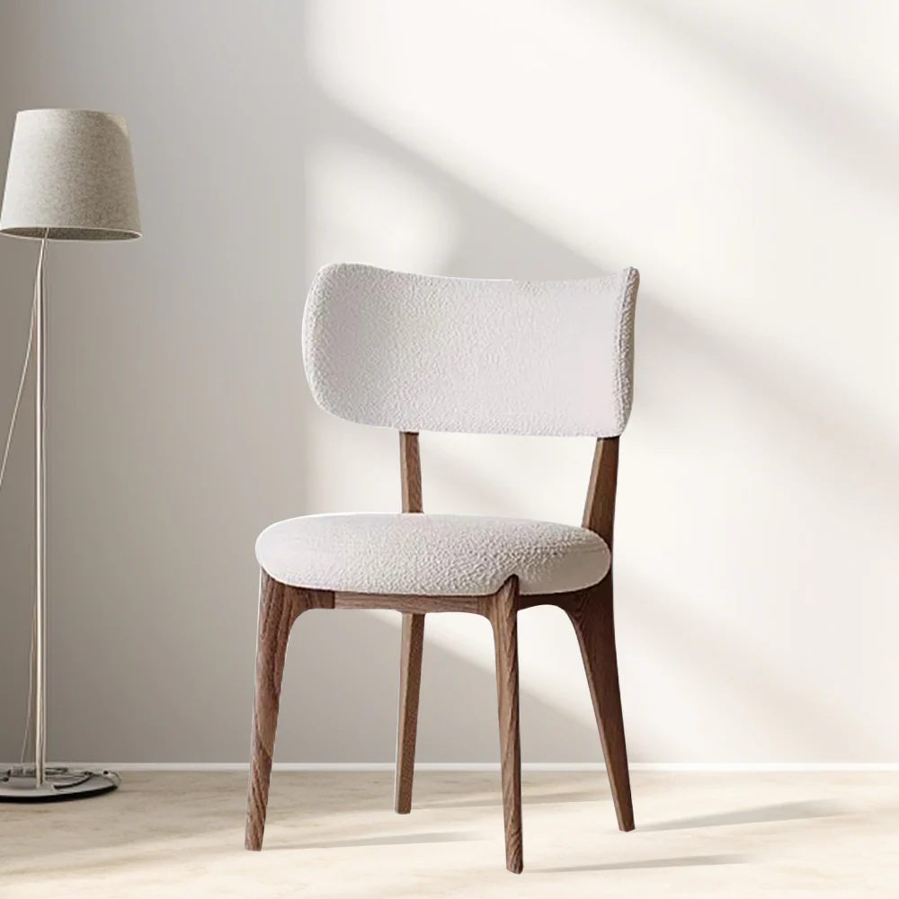 LIVARA DC1132 Teddy Fabric Dining Chair Solid Wood Frame - Image 6