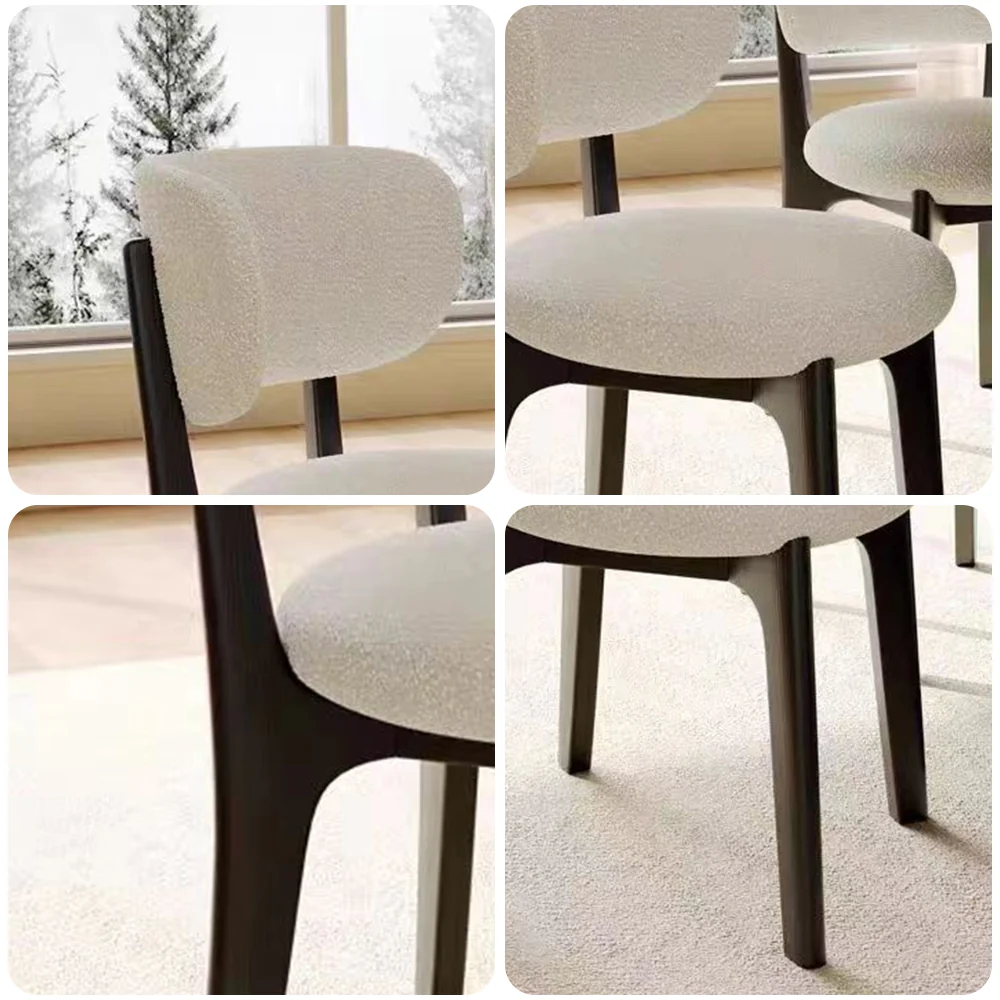 LIVARA DC1132 Teddy Fabric Dining Chair Solid Wood Frame - Image 7