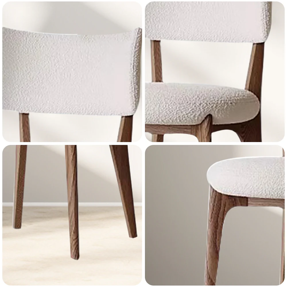 LIVARA DC1132 Teddy Fabric Dining Chair Solid Wood Frame - Image 8