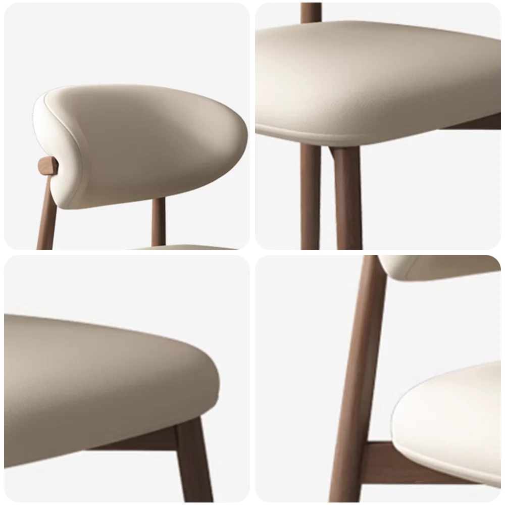 LIVARA DC1138 Faux Leather Fabric Dining Chair Solid Wood Frame - Image 7