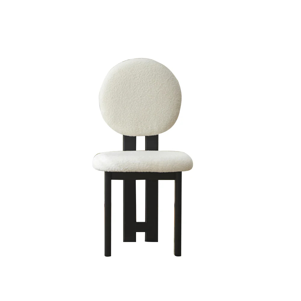 LIVARA DC1139 Teddy Fabric Dining Chair Solid Wood Frame