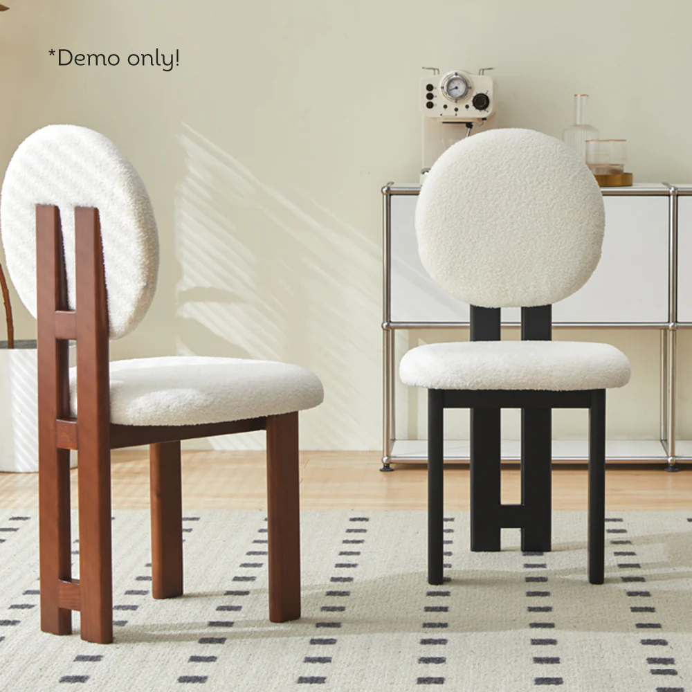 LIVARA DC1139 Teddy Fabric Dining Chair Solid Wood Frame - Image 2