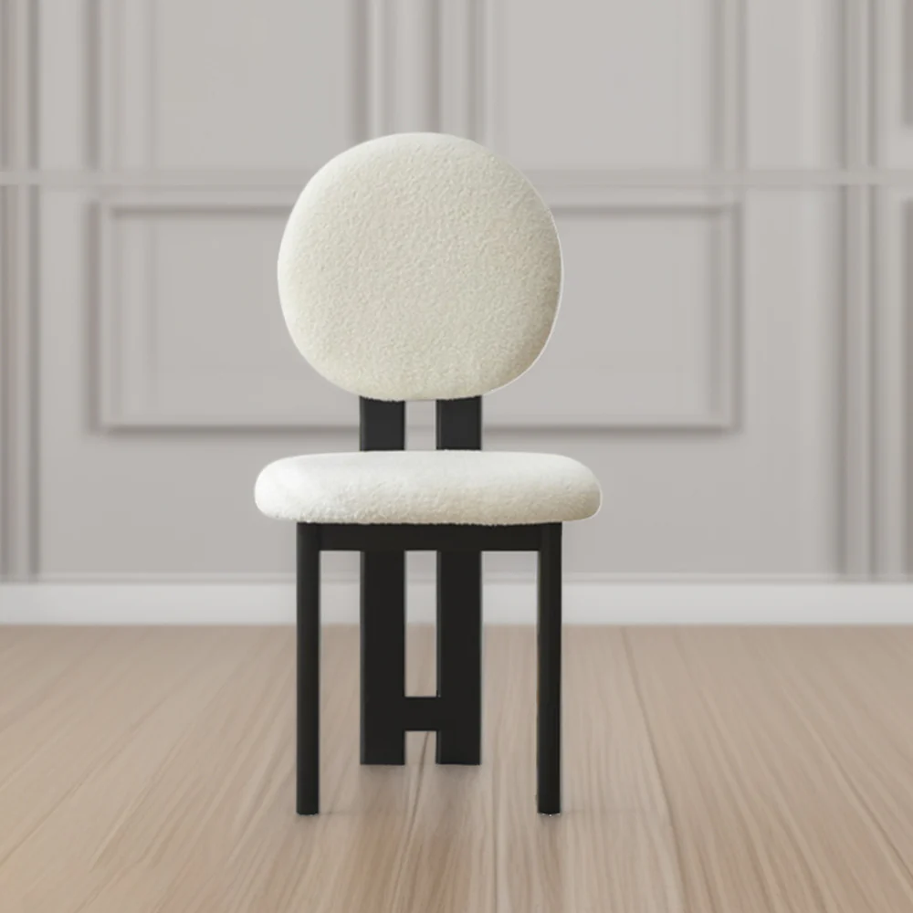 LIVARA DC1139 Teddy Fabric Dining Chair Solid Wood Frame - Image 3