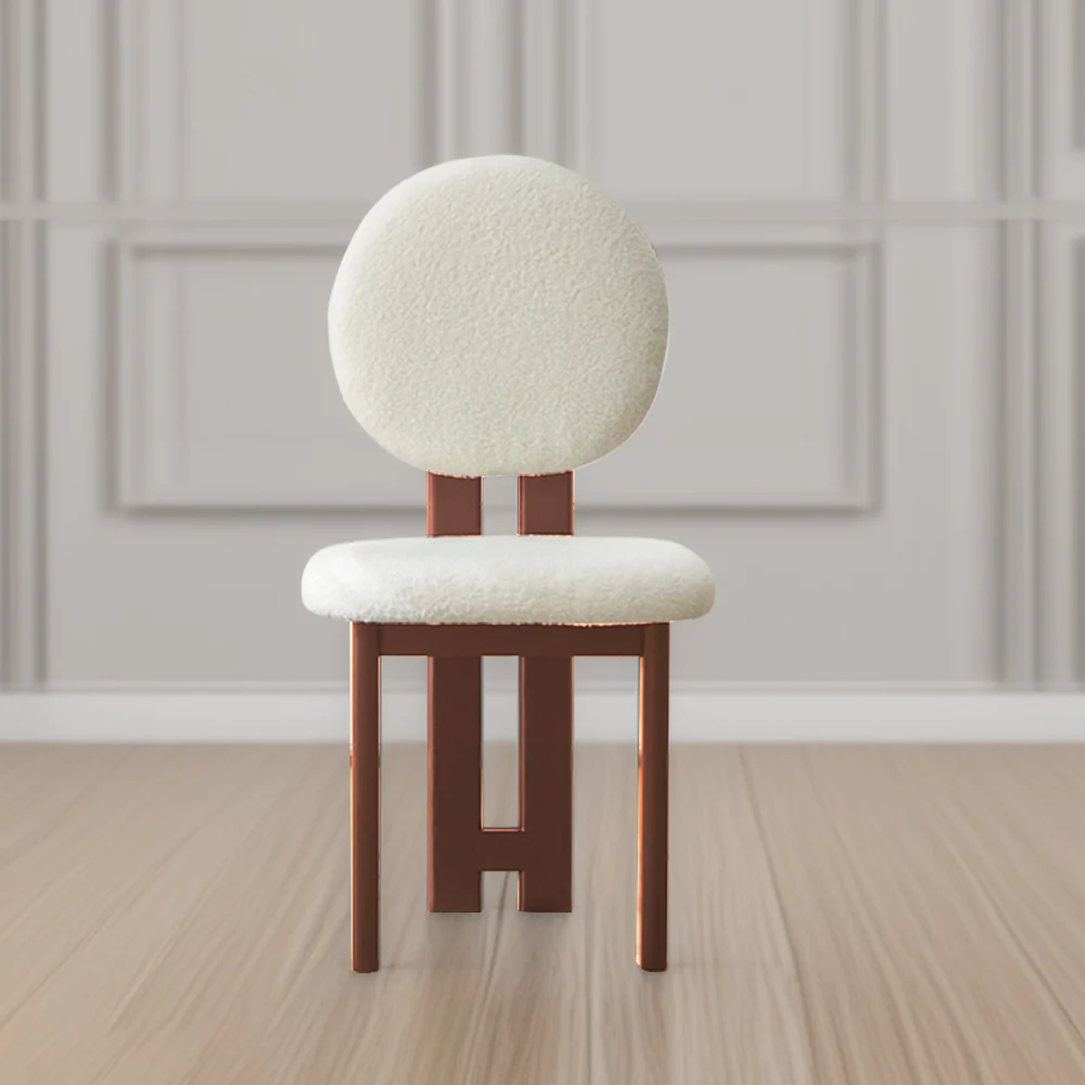 LIVARA DC1139 Teddy Fabric Dining Chair Solid Wood Frame - Image 5