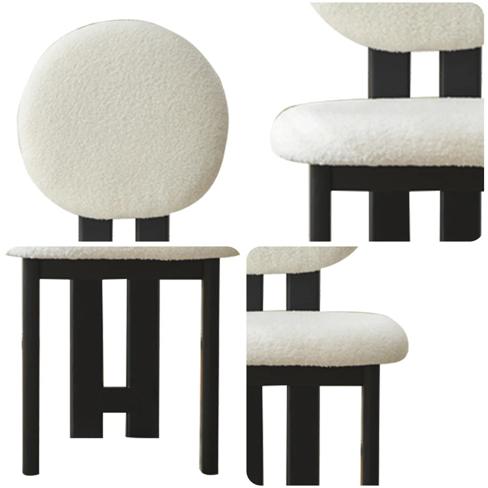 LIVARA DC1139 Teddy Fabric Dining Chair Solid Wood Frame - Image 6